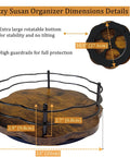 Diagram of 13 Inch Lazy Susan Turntable Organizer With Higher Metal Guardrails showing dimensions and features