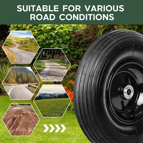✝️ 13 inch 1 pc rubber pneumatic replacement tires and wheels 4.00-6 with 5/8'' axle bore hole, inflated air wheel suitable for various roads