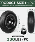 ✝️ 13 inch 1 pc rubber pneumatic replacement tires and wheels 4.00-6 with 5/8'' axle bore hole, detailed size and capacity view