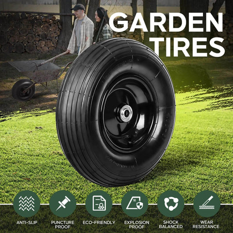13 inch 1 pc rubber pneumatic replacement tires and wheels 4.00-6 with 5/8'' axle bore hole for garden use