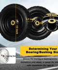 ✝️ 13 inch solid rubber tires, 4.00-6 tire flat free with 5/8" bearings, 2.17" offset hub for gor garden cart, size details