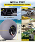 13 Inch Beach Balloon Wheels Replacement Sand Tires, TPU Inflatable Cart Wheels for Kayak Dolly, Canoe Cart and Beach Buggy, 0.9 inch axle, shown on beach and garden carts