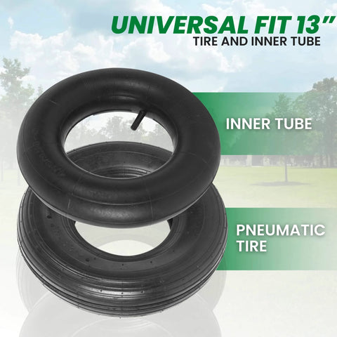 ✝️ (2 sets) 4.00-6 replacement pneumatic tires and inner tubes - universal fit 13” tires compatible with wheelbarrows and carts