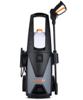 1300 PSI Electric Pressure Washer with Aluminum Pump 135 Bar for Cars, Patio, and Outdoor Cleaning, front view with spray nozzle