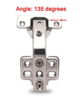 Front view of stainless steel hinge, 135-degree angle, 2-Pack 2PCS Cabinet Hinges, Pocket Door Hardware Gate Hinges.