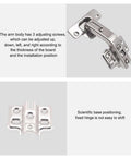 Close-up view of stainless steel ✝️ 2-Pack 2PCS Cabinet Hinges with scientific base and adjustable arm, showing adjustment screws.