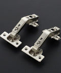 135 Degree Concealed Kitchen Cabinet Hinges For Bi Fold Doors, 2 Pack, satin nickel, shown on dark background