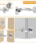 Two Pack 135 Degree Concealed Hinge For Corner Lazy Susan Cabinets Replacement Hardware with 6 Way 3D Adjustable Screws shown installed