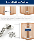 Installation guide for 135 Degree Concealed Kitchen Cabinet Hinges For Bi Fold Doors, highlighting hinge placement on wooden doors.