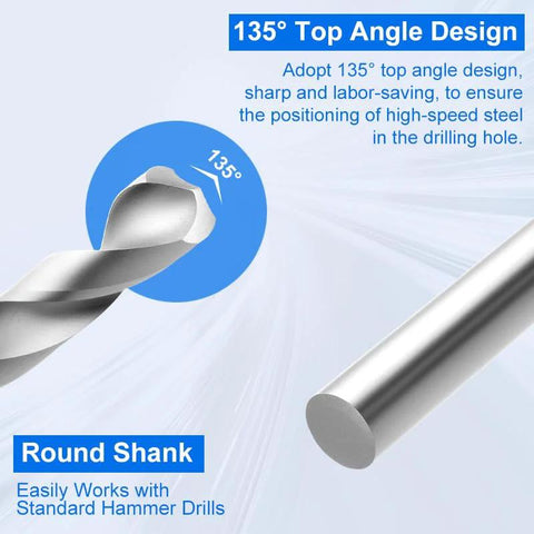 135° angle design illustration for HSS drill bit in 30 Piece SAE Thread Repair Insert Kit For Damaged Threads 1/4-20 Inch Helicoil Set