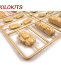 Sprue frame for One Thirty Fifth Scale Military Duffel Bag Set with Barracks Bag Folded Sleeping Bag Canvas Top and Sandbag Kit