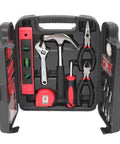 136 Piece Tool Set General Household Hand Tool Kit with Plastic Toolbox Storage Case, open view showing tools like pliers and hammer
