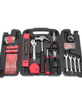 136 Piece Tool Set General Household Hand Tool Kit with Plastic Toolbox Storage Case, including pliers, wrenches, screwdrivers.