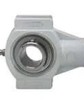 MUCTPL202-10W 5/8 in Set Screw Take-Up, White Polymer TPL204 Housing with Stainless Steel Insert, Sealed Ball Bearing front view.