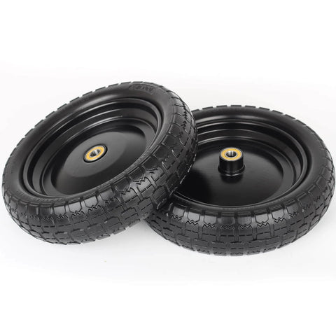 ✝️ 13" flat-free solid tire and wheel, with 5/8" axle bore hole, 2.2" offset hub, replacement 4.00-6 wheelbarrow tire, compatible with wagon