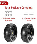 ✝️ 13" flat free tires compatible with gorilla carts, 4.00-6 solid rubber wheels with 5/8"bearings, 2.1"offset hub, 2-pack