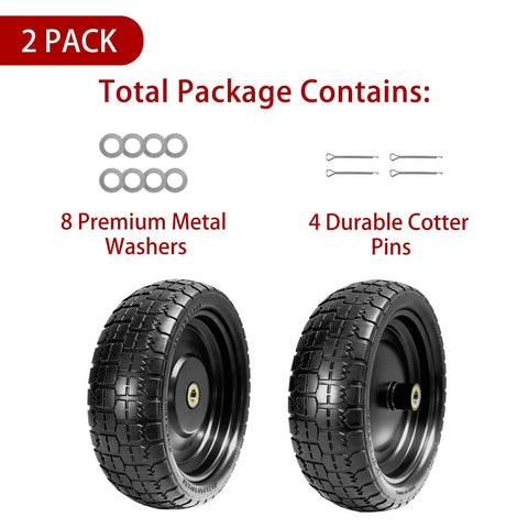 ✝️ 13" flat free tires compatible with gorilla carts, 4.00-6 solid rubber wheels with 5/8"bearings, 2.1"offset hub, 2-pack