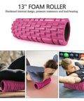 13-inch pink foam roller from 5 in 1 Foam Roller Set With Trigger Point Roller Massage Stick Massage Ball And Resistance Band For Deep Muscle Relief And Recovery Suitable For Pilates Yoga Fitness And Full Body Stretches.