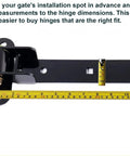 Heavy Duty Gate Hinges 900 Lbs Capacity - 13" bolt-on hinge with tape measure showing length, metal construction