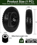 1 PC 13 Inch Rubber Solid Flat Free Replacement Tires and Wheels 4.00-6 with 5/8'' Axle Bore Hole, tire dimensions and load capacity
