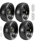 13 Inch Flat Free Solid Tire And Wheel For Gorilla Cart Wagon And Wheelbarrow 4.00-6 Size With 5/8 Inch Bearings 4 Pack