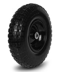 1 PC 13 Inch Rubber Solid Flat Free Replacement Tires and Wheels 4.00-6 with 5/8'' Axle Bore Hole, airless wheel side view.