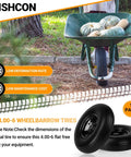 13x4.00-6 flat free wheelbarrow tire by Nishcon with pumpkins in wheelbarrow, low deformation rate