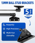 13mm Ball Head Gas Struts Mounting Bracket Set with angled and flat mounts, showing installation process and bracket details
