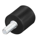 Front view of efficient vibration isolation for small equipment with M4 threaded rubber mount; 13x13mm shock-absorbing block.