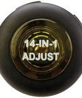 Top view of All-In-One Magnetic 14-In-1 Screwdriver Set With 13 Bits And One Quarter Inch Nut Driver showing adjustment label