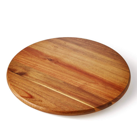 14 inch acacia wood lazy susan cabinet organizer, solid wood rotating turntable tray top view.