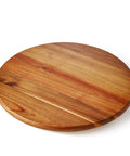 14 inch acacia wood lazy susan cabinet organizer, solid wood rotating turntable tray viewed from the top.