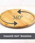 14 inch bamboo lazy susan organizer designed for cabinets and pantries, showing smooth 360° rotation feature.