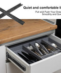 14 Inch Black Full Extension Ball Bearing Drawer Slides Side Mount For Kitchen And Office Cabinets shown installed in drawer