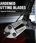 W017004A 14 Inch Bolt Cutter With Bi-Material Handles Soft Rubber Grips Drop Forged Chrome Molybdenum Steel Jaws in use cutting wire