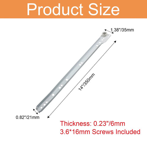14 Inch Drawer Slides Set White Coated Steel Drawer Tracks With Removable Bottom Mount Rails And Nylon Wheels; product size diagram