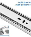 Close-up of 14 inch Drawer Slides 4 Pairs (8pcs) Soft Self Close Full Extension Ball Bearing Drawer Rails with steel balls