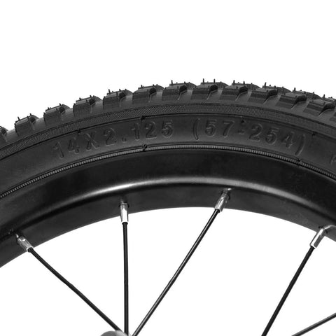 14 Inch Kids Bike Front Wheel Replacement with Air Rubber Tire, Black Steel Rim, Stainless Spokes, fits JOYSTAR kids bikes.