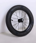 14 Inch Kids Bike Front Wheel Replacement with Air Rubber Tire, Black Steel Rim, stainless spokes, displayed against plain background