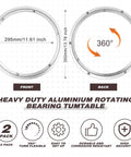Front and back view of 2 Pack 14 Inch Lazy Susan Hardware Heavy Duty Aluminum Alloy Turntable Bearing Rings with 360-degree rotation