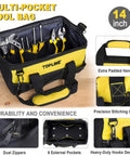 390-Piece Hand Tool Kits for Home, 14-Inch Wide Mouth Tool Bag with Tools Included; yellow tool bag with handles and pliers