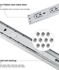 14 Inch Soft Close Drawer Slides With Ball Bearing Full Extension, side mount, zinc-plated cold rolled steel, anti-corrosion.