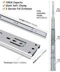 14 Inch Soft Close Drawer Slides With Ball Bearing Full Extension, Side Mount, Heavy Duty Cabinet Drawer 100 LB Capacity