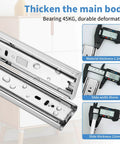 Close-up of 14 inch Drawer Slides 4 Pairs (8pcs) Soft Self Close Full Extension Ball Bearing Drawer Rails with measurement details