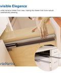 14" Undermount Drawer Slide, Soft Close, Bottom Mounted with Invisible Design, showing hidden hardware in cabinet