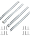 14 Inch Drawer Slides Set White Coated Steel Drawer Tracks With Removable Bottom Mount Rails And Nylon Wheels, 4 Tracks, Screws