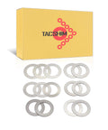 14 Pack Half Inch 28 TPI Barrel Shim Kit for.223 and 5.56 Muzzle Brakes, Precision Stainless Steel 304, packaging and shims displayed