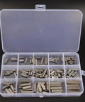 140 Piece Parallel Drive Shaft Key Set with Round Ended Keys, Stainless Steel Keystock, organized in plastic case