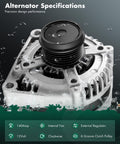 Top view of Beefy 140 Amp 12V High Output Alternator Replacement For 2001 Through 2007 Dodge Town And Country Voyager Grand Caravan 3.3L 3.8L Engines CW Rotation 6 Groove Pulley 4210000011 13871 Fits 12V Electrical System