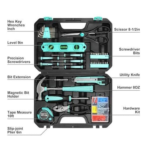 142-Piece Home Repair Tool Kit With Storage Case For Everyday DIY Projects And Home Fixes Packed With Hammer, Tape Measure